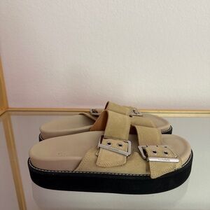 Ganni Egret Buckle Platform Sandal